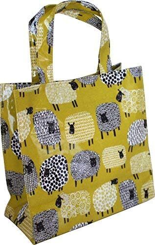 Dotty Sheep PVC Gusseted Bag! Adorable Tote, Shopper, Laminated! Wipe Clean- Sm