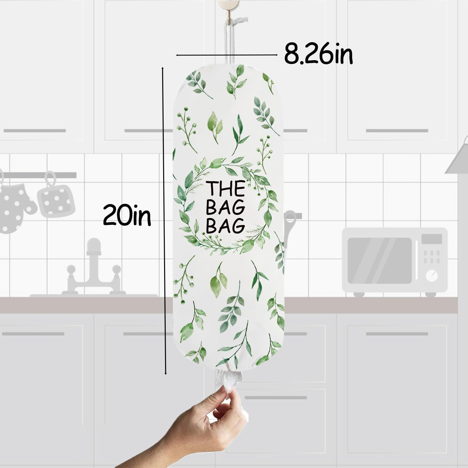 Eucalyptus Leaves Plastic Grocery Bag Holder,Grocery Shopping Bags Carrier,Bag O