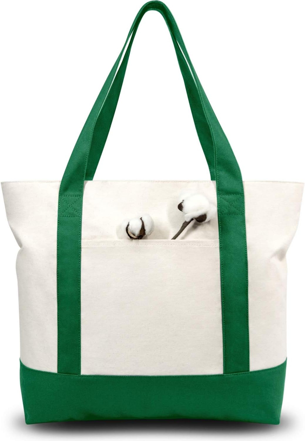 Topdesign 1-Pack Canvas Tote Bag with an External Pocket, Reusable Grocery Shopp