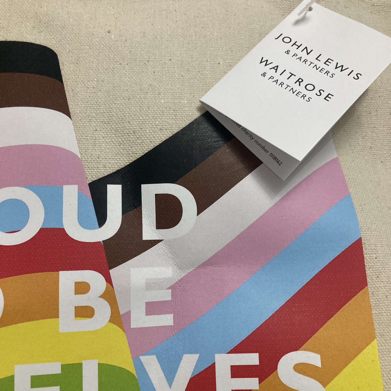 Waitrose Pride Be Ourselves Bag LGBQT 2023 Gay Lesbian Cotton John Lewis New