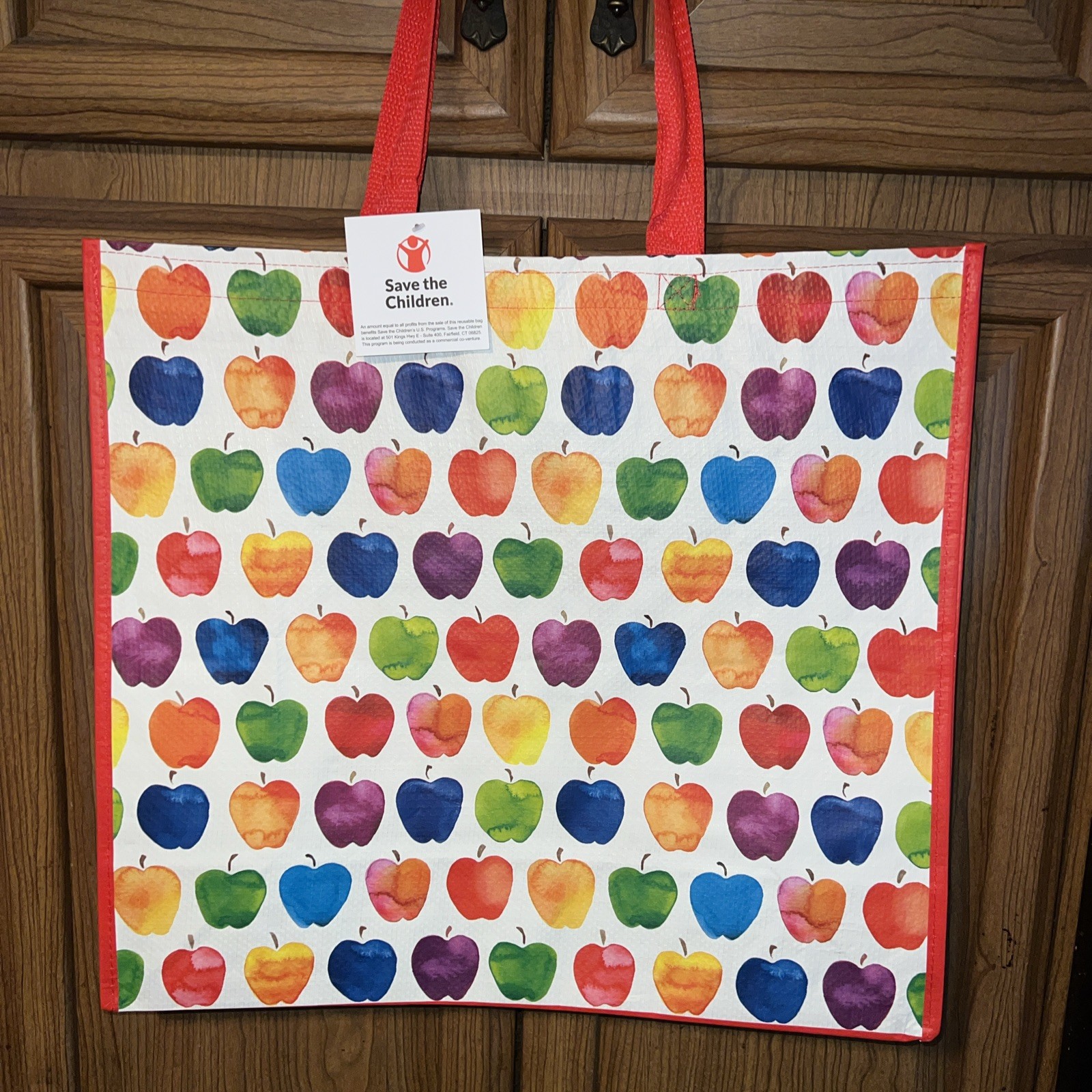 TJX Large Shopping Tote Bag COLORFUL 🍏Apples 🍎 Reusable Eco Friendly NEW NWT