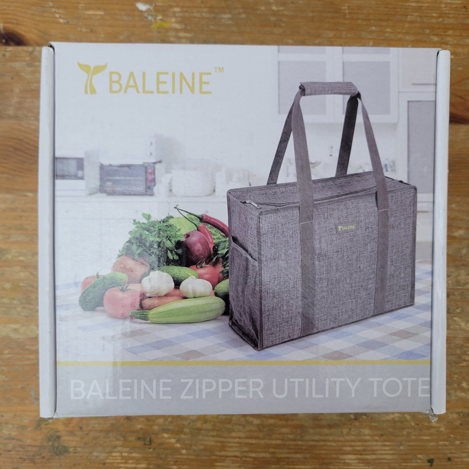 Zipper Utility Tote Gray Premium Oxford Cloth Storage Bag 15x7x12.6 Inch BALEIN
