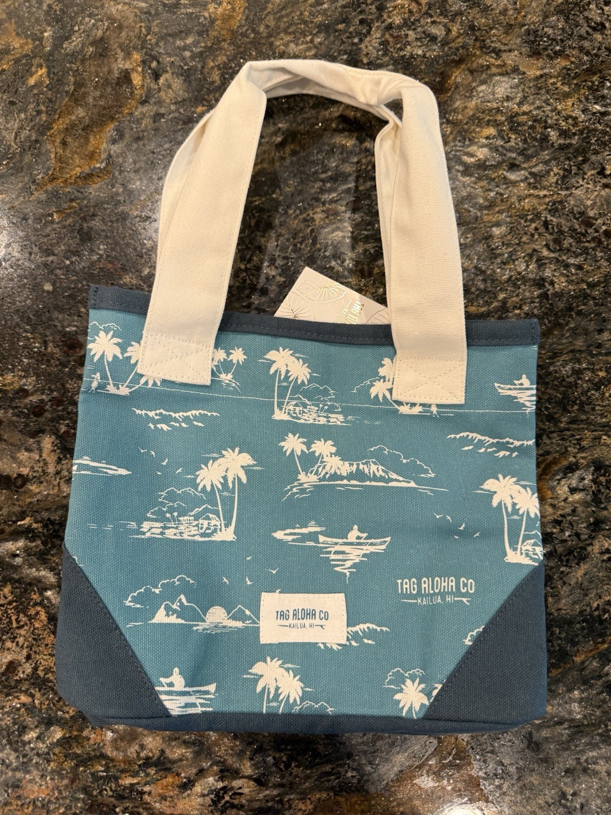 Whole Foods Hawaii Aqua Blue Island Kailua Mini Tote Bag Exclusive Tag Aloha NEW