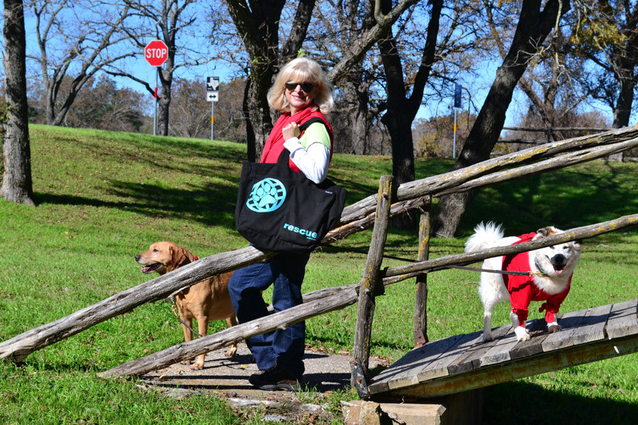 Tote Bag Black Large Pet Rescue Screen Printed Pockets Organic Cotton Lined NWT