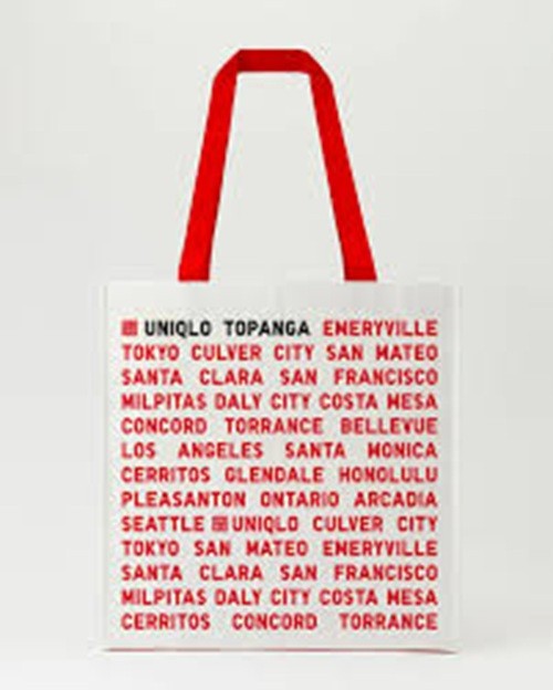UNIQLO reusable bag shopping tote city collectible white red limited edition