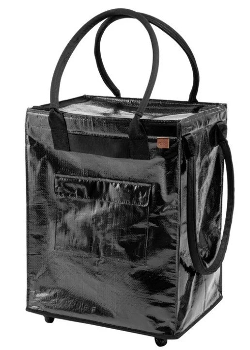 CleverMade Foldable Tote Bag on Wheels Soft Grip Black Capacity: 90L & 75 lbs.