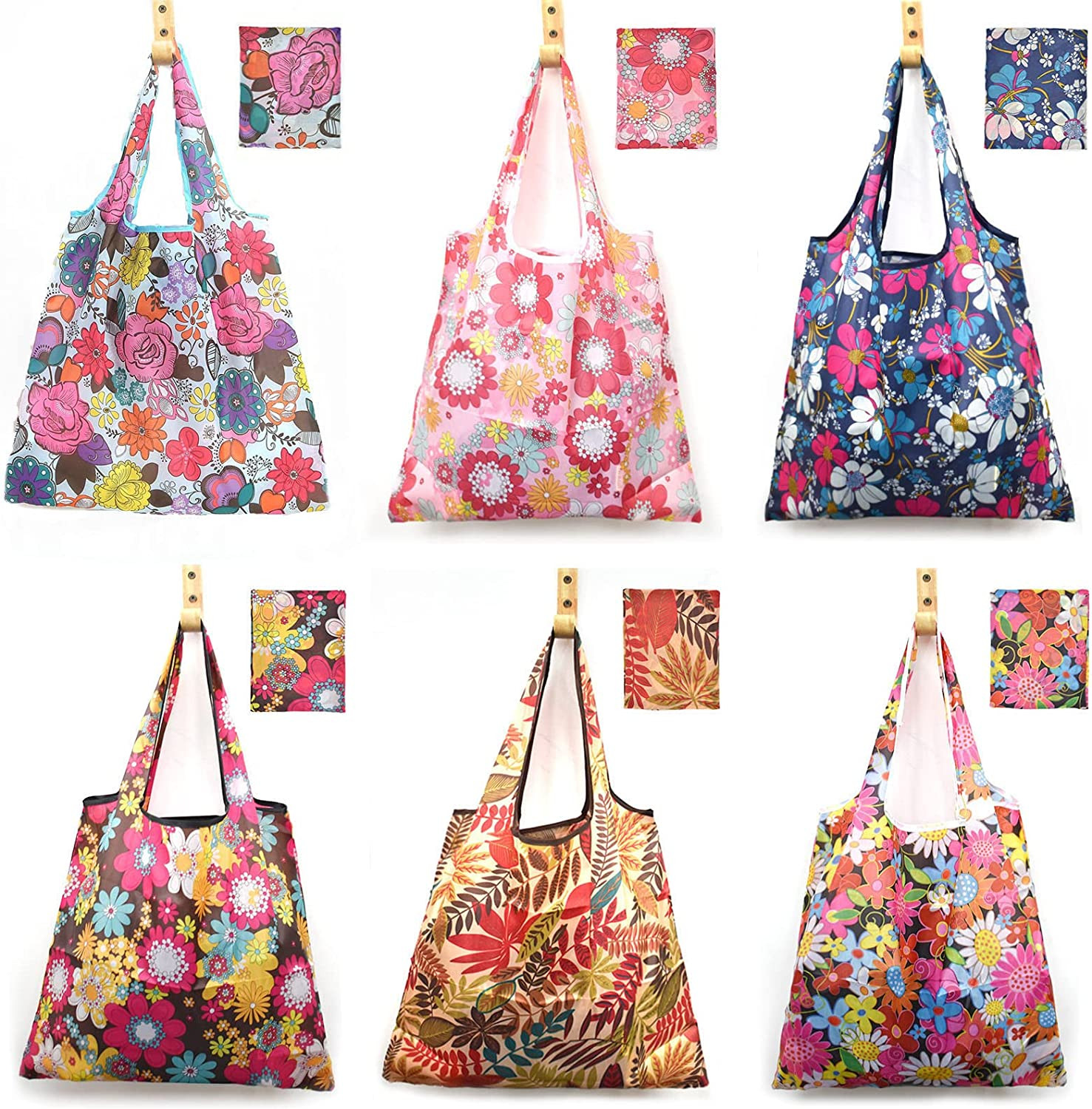 6 Pcs Reusable Grocery Bags Xlarge 50LBS Foldable Grocery Shopping Bags Washable