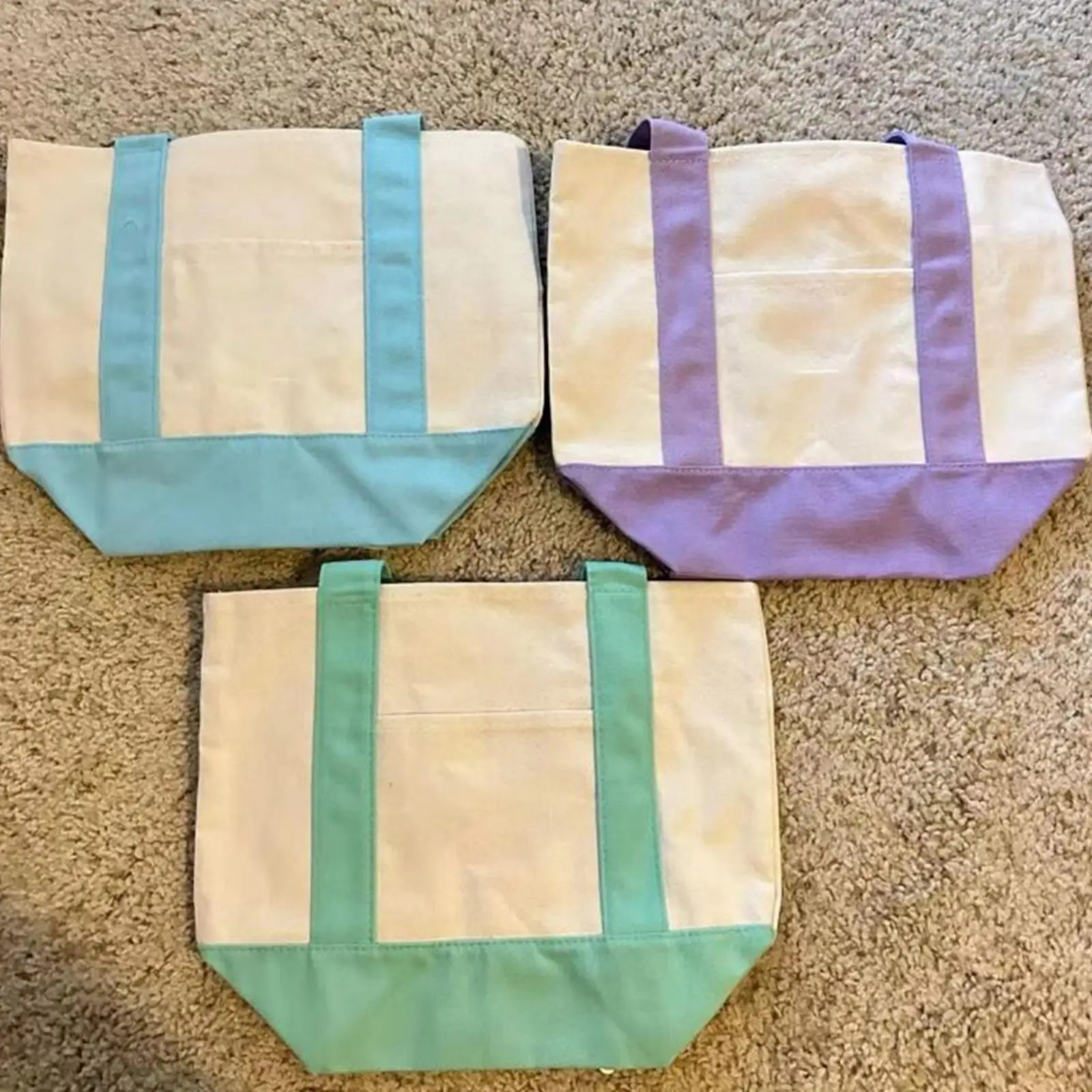 2026 Spring Mini Pastel Canvas Tote Bags – Set Of 2 – READY TO SHIP