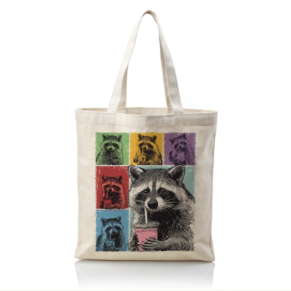 Funny Raccoon Pop Art Canvas Tote Bag – Cute Reusable Shopping & Grocery Gift