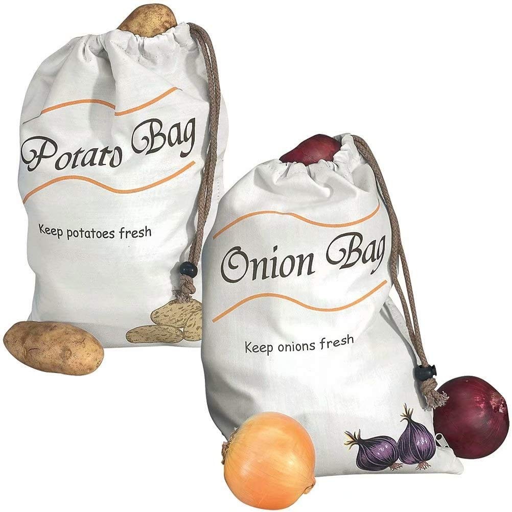 Potato & Onion Sprout-Free Vegetable Storage Bags – White One Size, Red