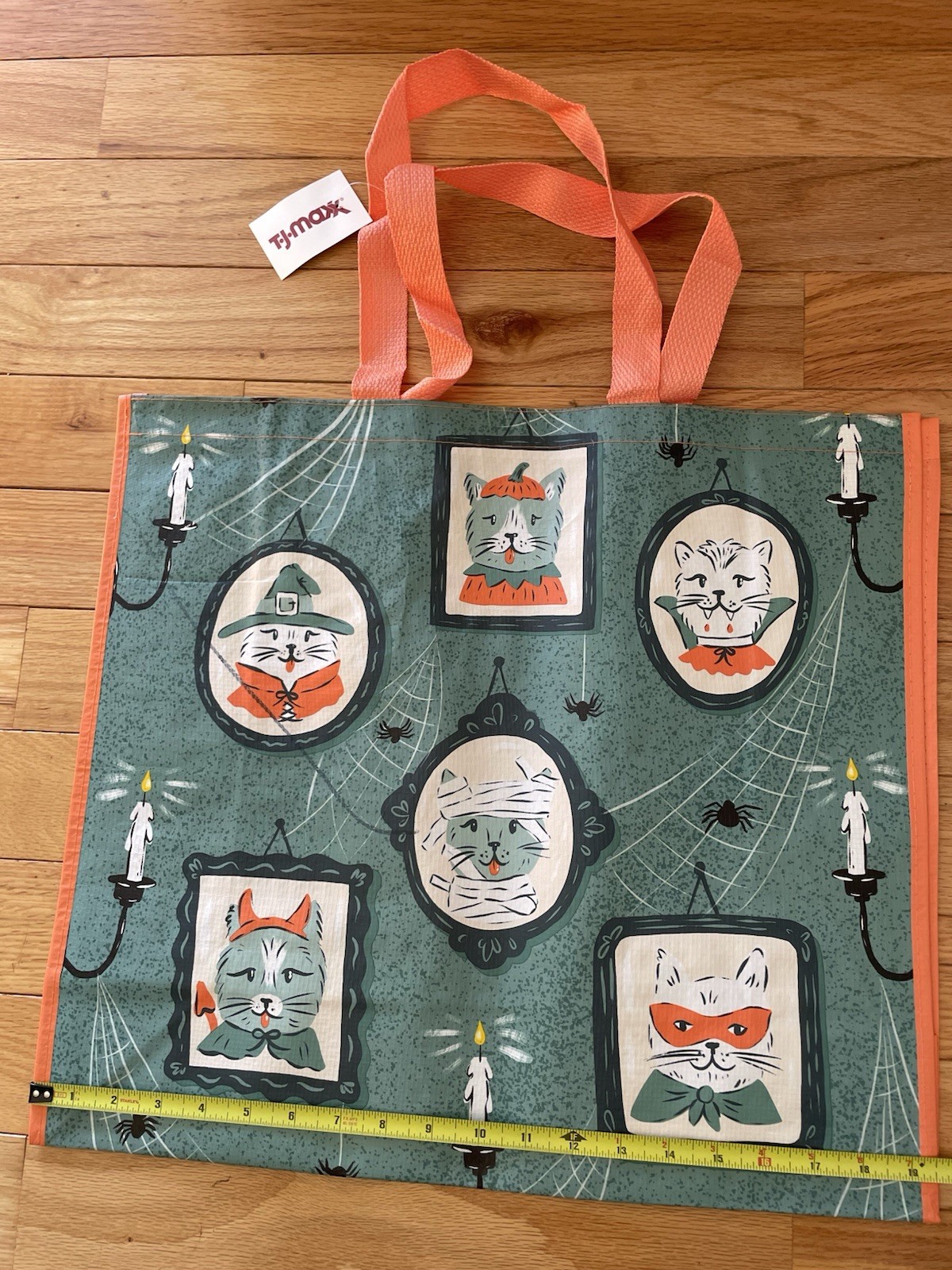 TJ Maxx Shopping Bag Floral Reusable Big Tote Cats Halloween Spooky Costumes