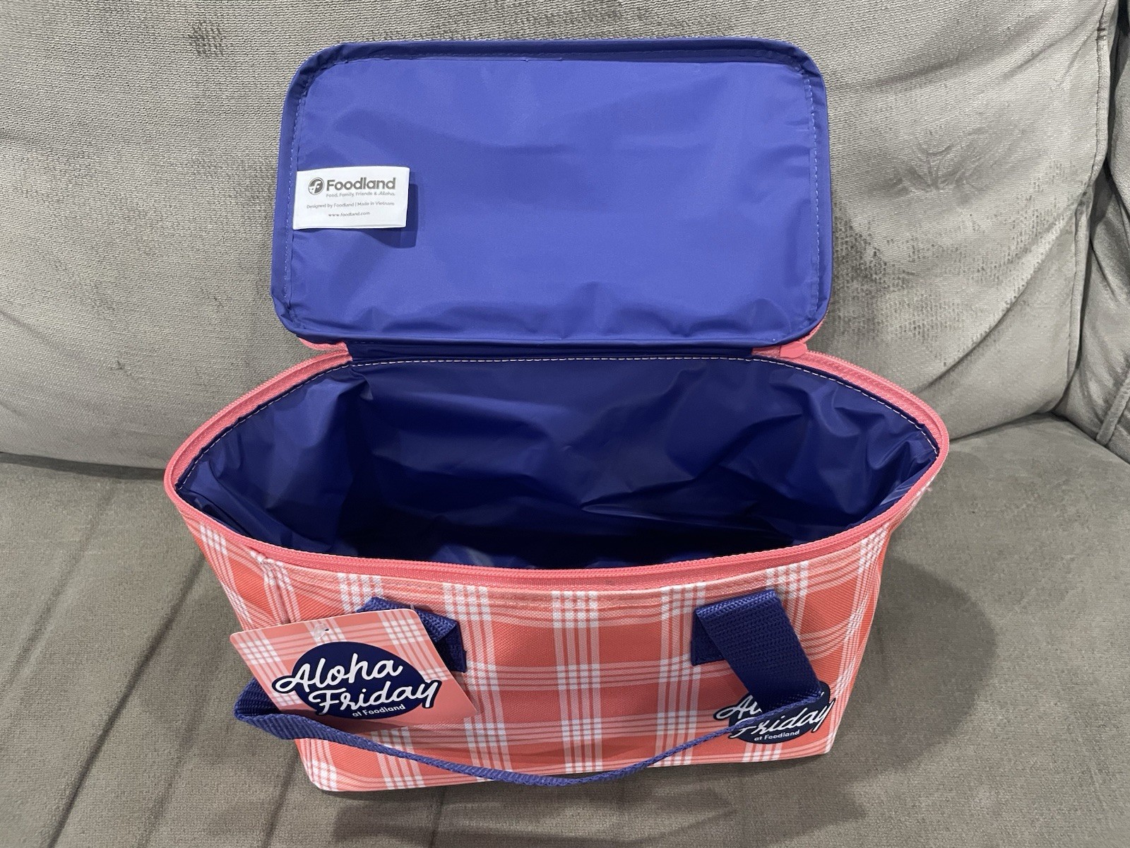 FOODLAND INSULATED LUNCH & REUSABLE BAG GUAVA PINK PALAKA SET HAWAII EXCLUSIVE