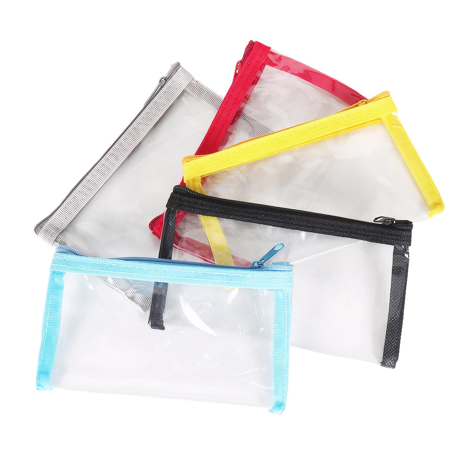 PKRFCJ 5 Pcs Small Clear Makeup 5PCS, Gray + red + yellow + black + blue