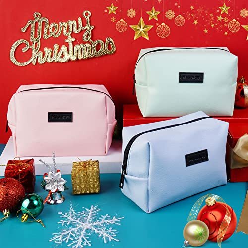 Small Makeup Bag For Purse, Travel Cosmetic Bag Makeup Pouch PU Leather GREEN