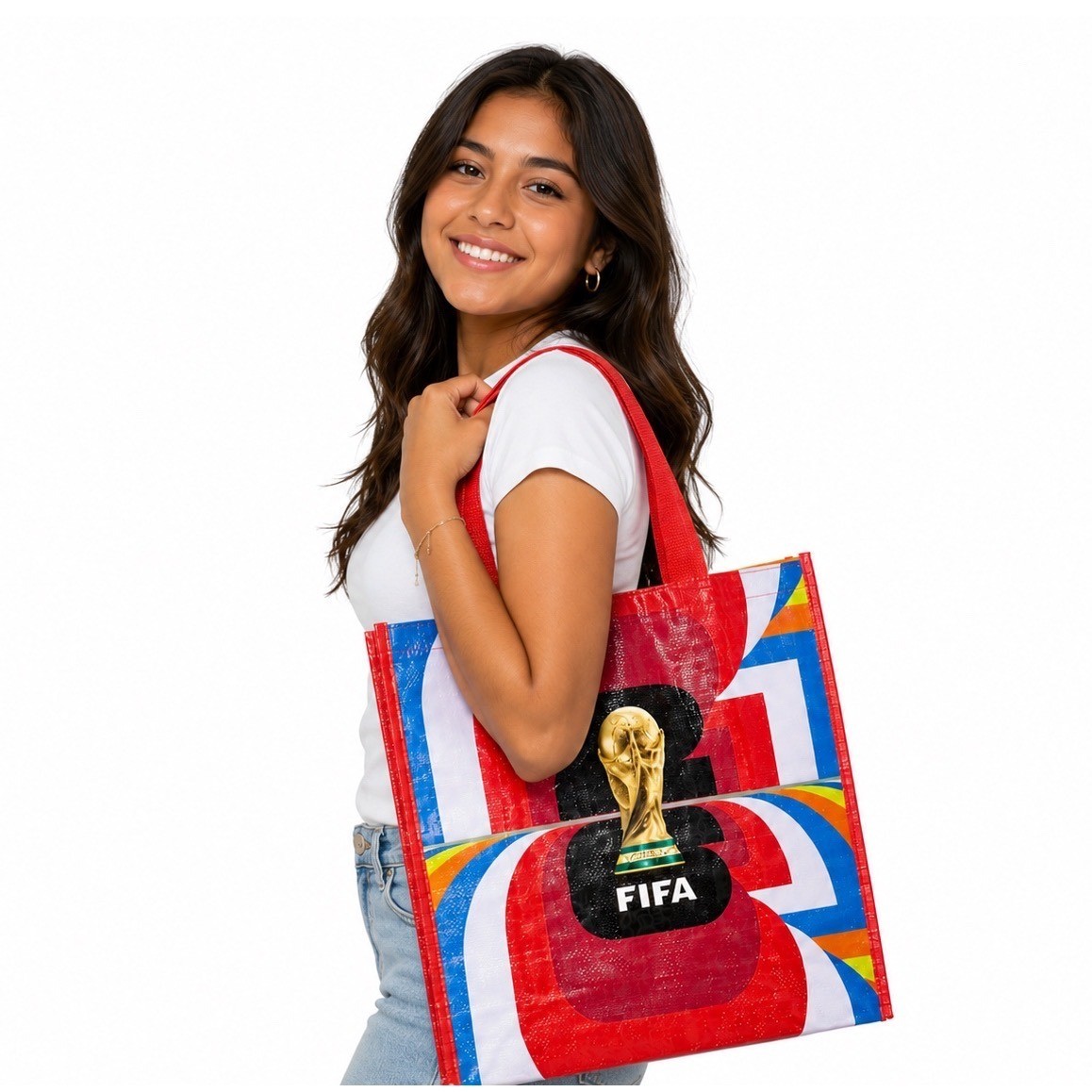 FIFA World Cup 2026 Official Licensed Reusable Tote Bag Red Multi Color New