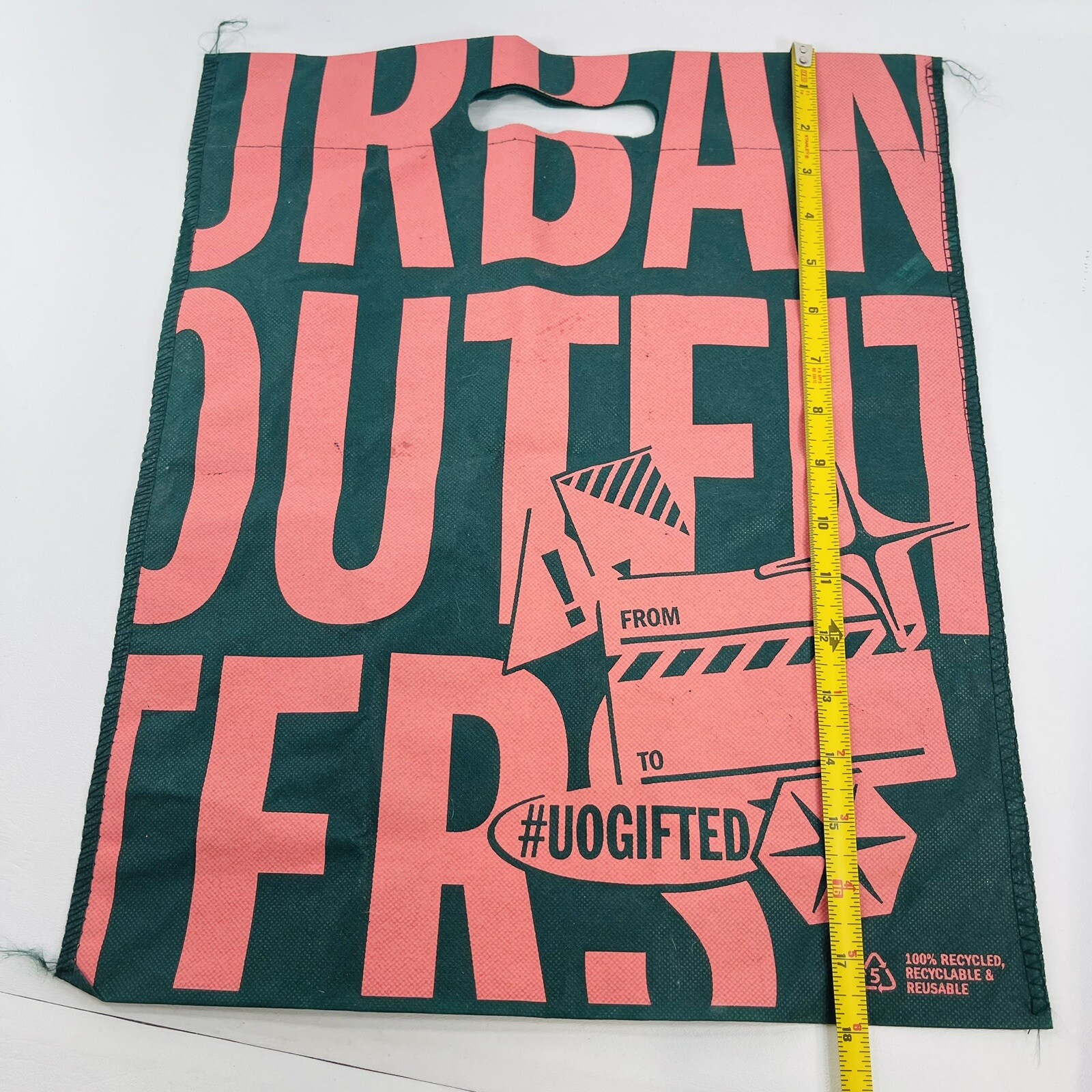 Urban Outfitters Reusable Fabric Shopping Tote Bag Recyable Green 18″ x 15″
