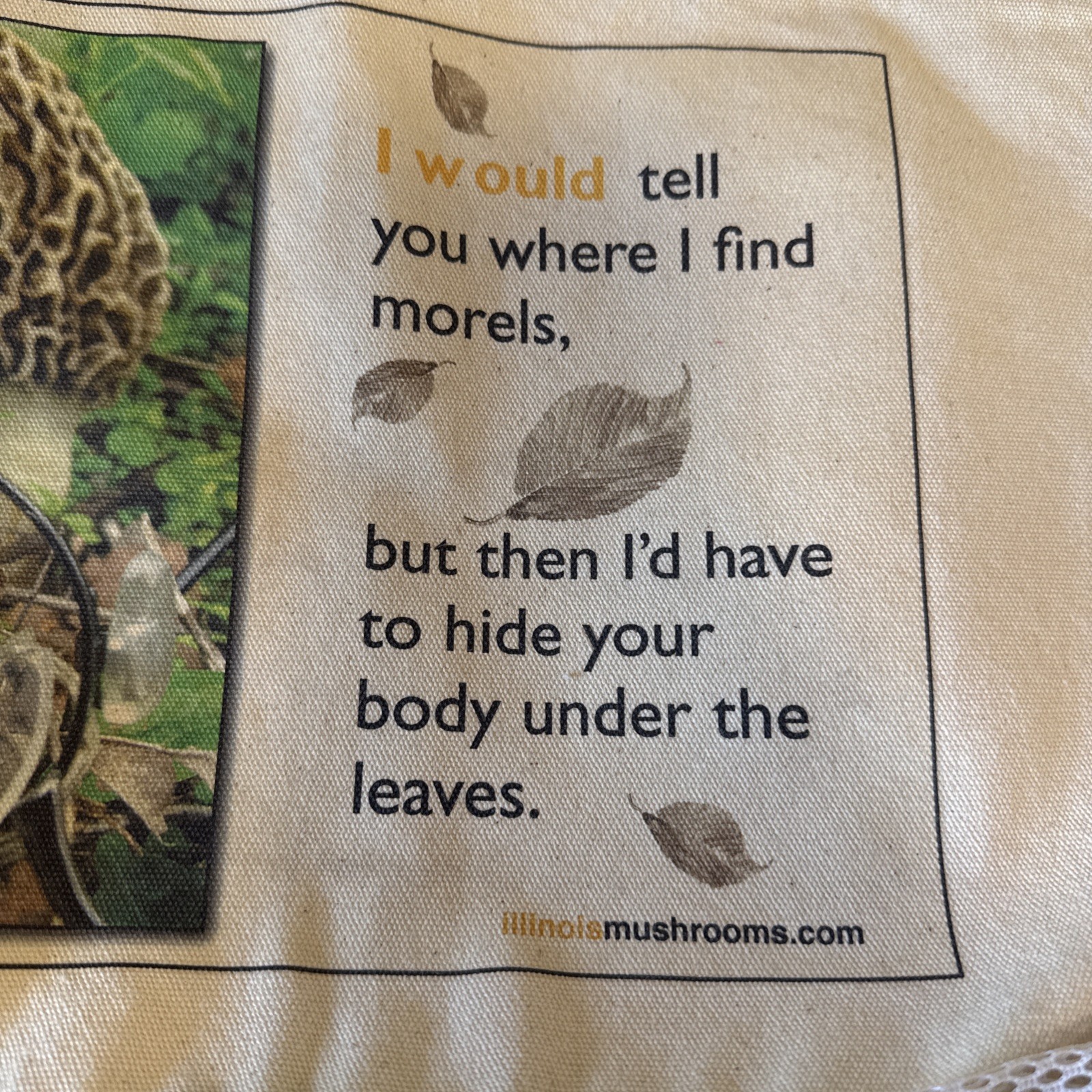 New Mushroom Collecting Cloth BAG Tote Cotton Morel Hunting Illinois Wild Foods