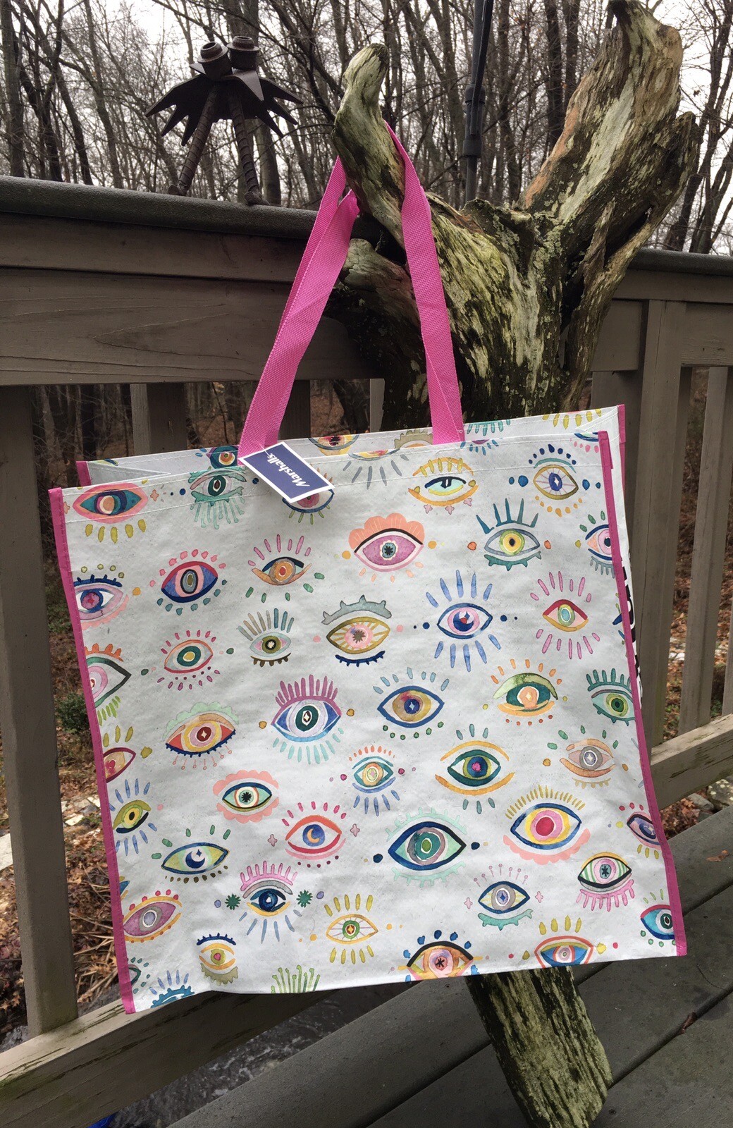 Evil Eye~Colorful Pretty Eyes~Durable Reusable Shopping Bag Tote NWT Marshalls