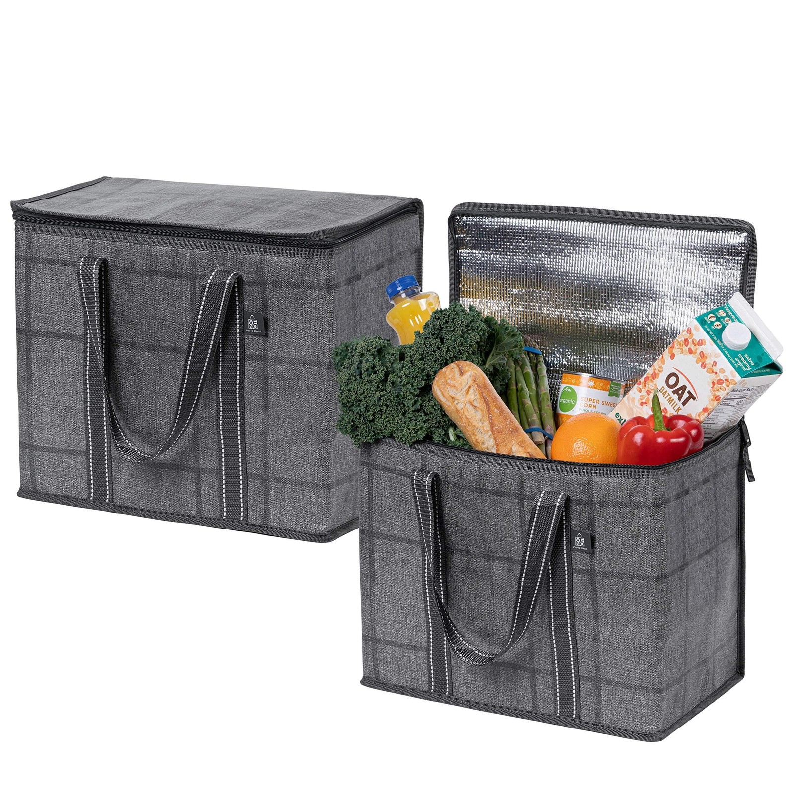 2 Pack Cooler Bag Insulated Grocery Bags Food Delivery Collapsible Reusable