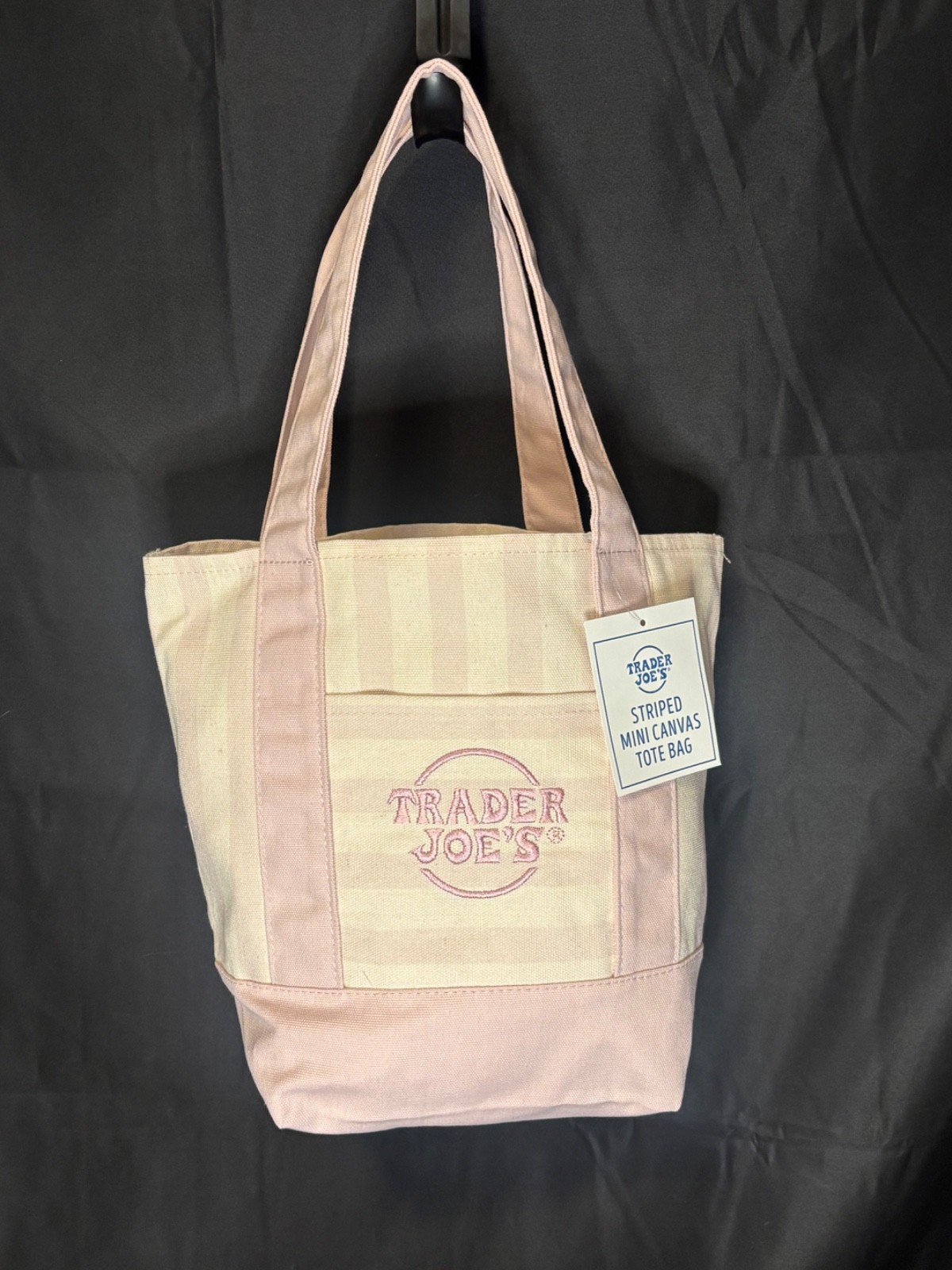 Limited Edition Summer 2026 Trader Joe’s Pale Pink Striped Mini Canvas Tote Bag