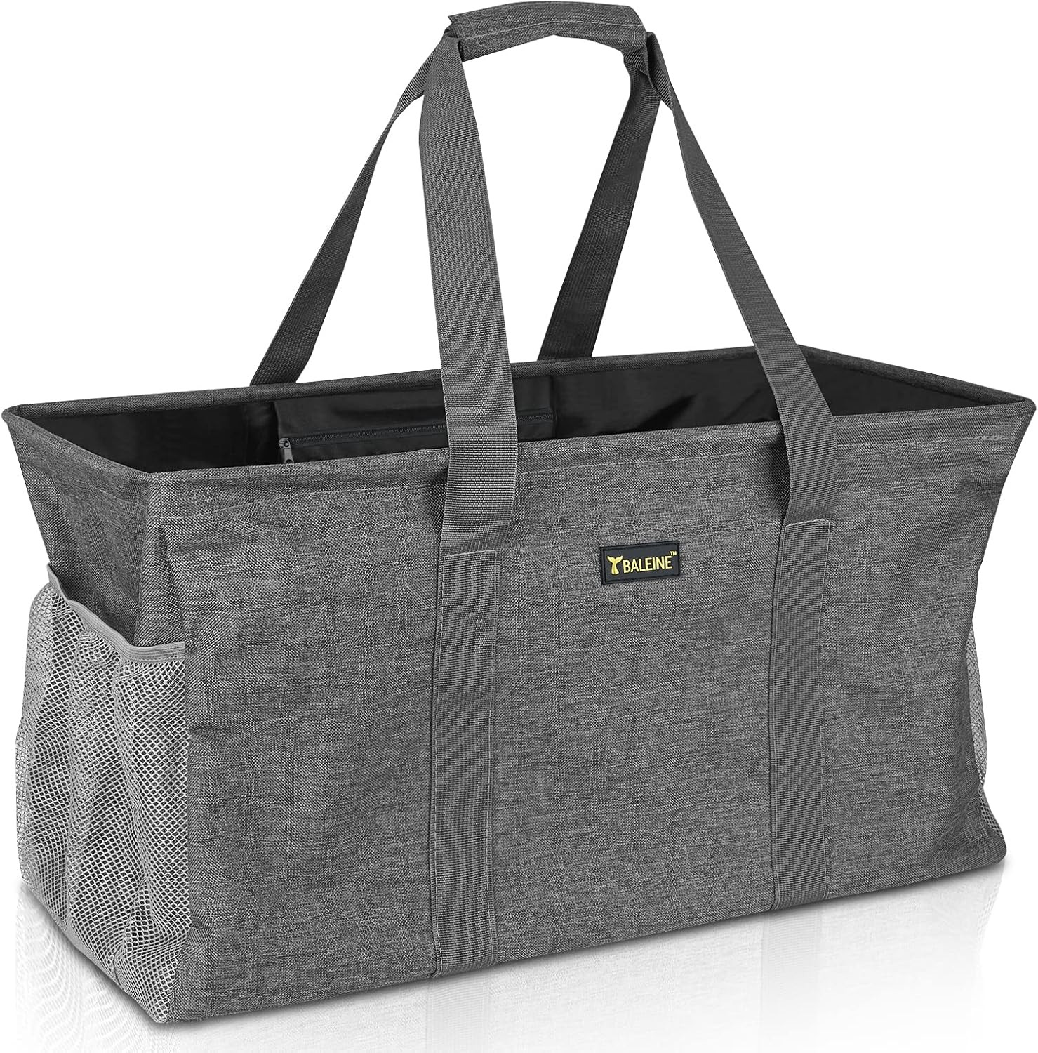 BALEINE Extra Large Utility Tote Bag with Wire Frame for Storage (Gray, 22”X12′