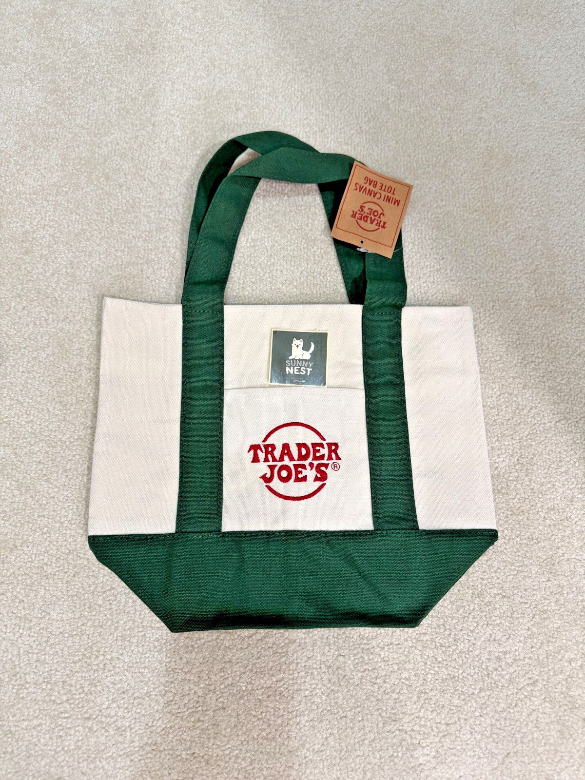 TRADER JOE’s Limited Edition Holiday 2025 Mini Canvas Tote Bag GREEN RED YELLOW