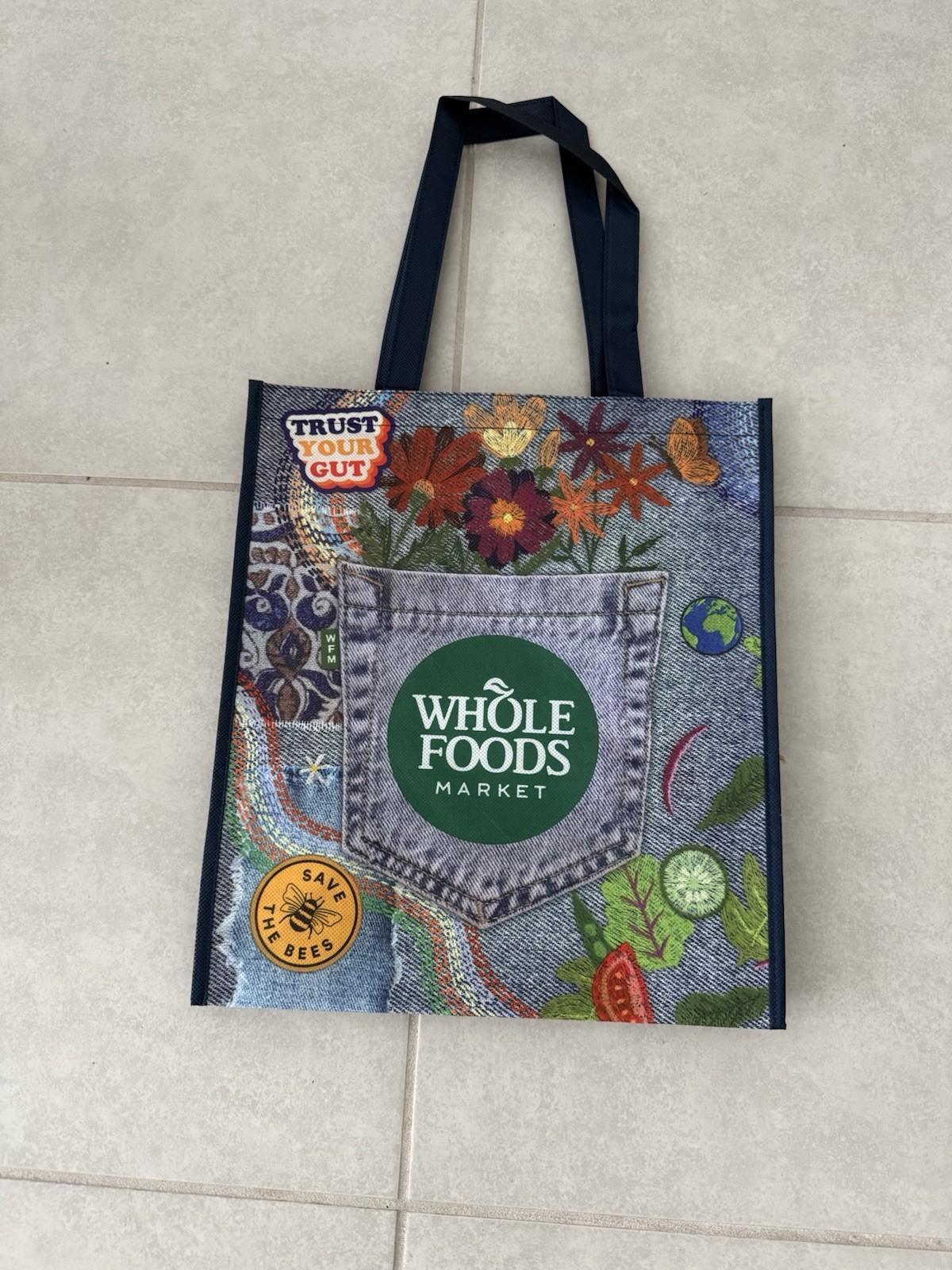 New – Whole Foods Market DENIM BLUE JEAN POCKET Tote Bag