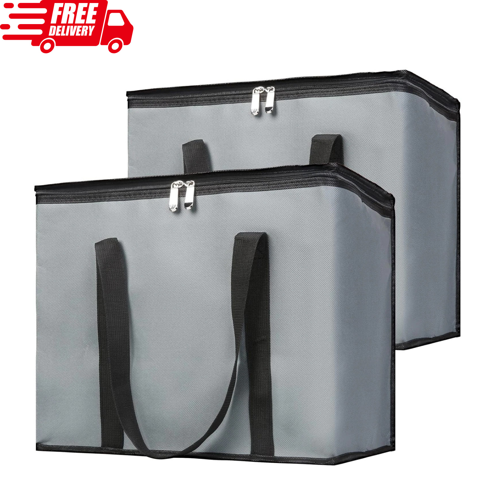 2-Pack Insulated Reusable Grocery Bag with Zippered Top X-Large Frozen Foods Co