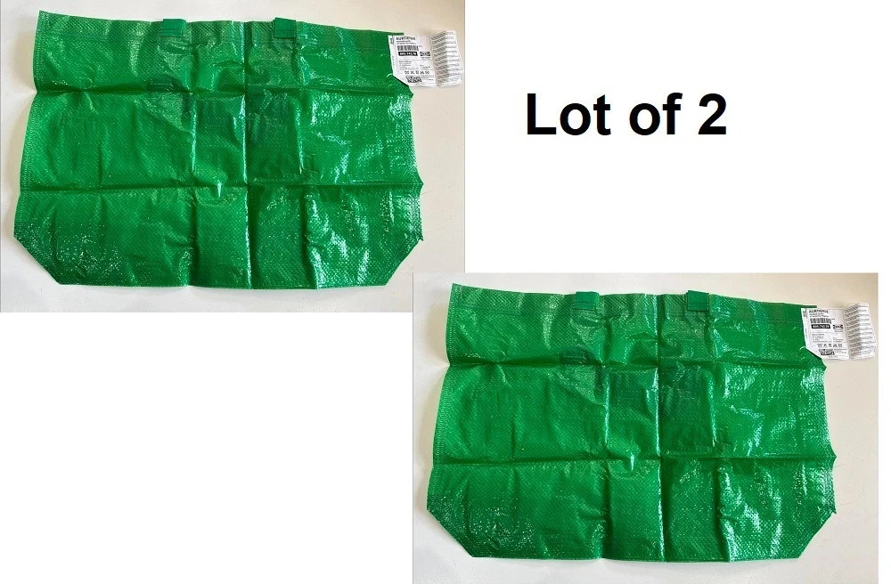 Lot of 2 IKEA Medium Green AURTIENDE Reusable Shopping Bag 17 ¾x7x17 ¾ “- 10 Gal