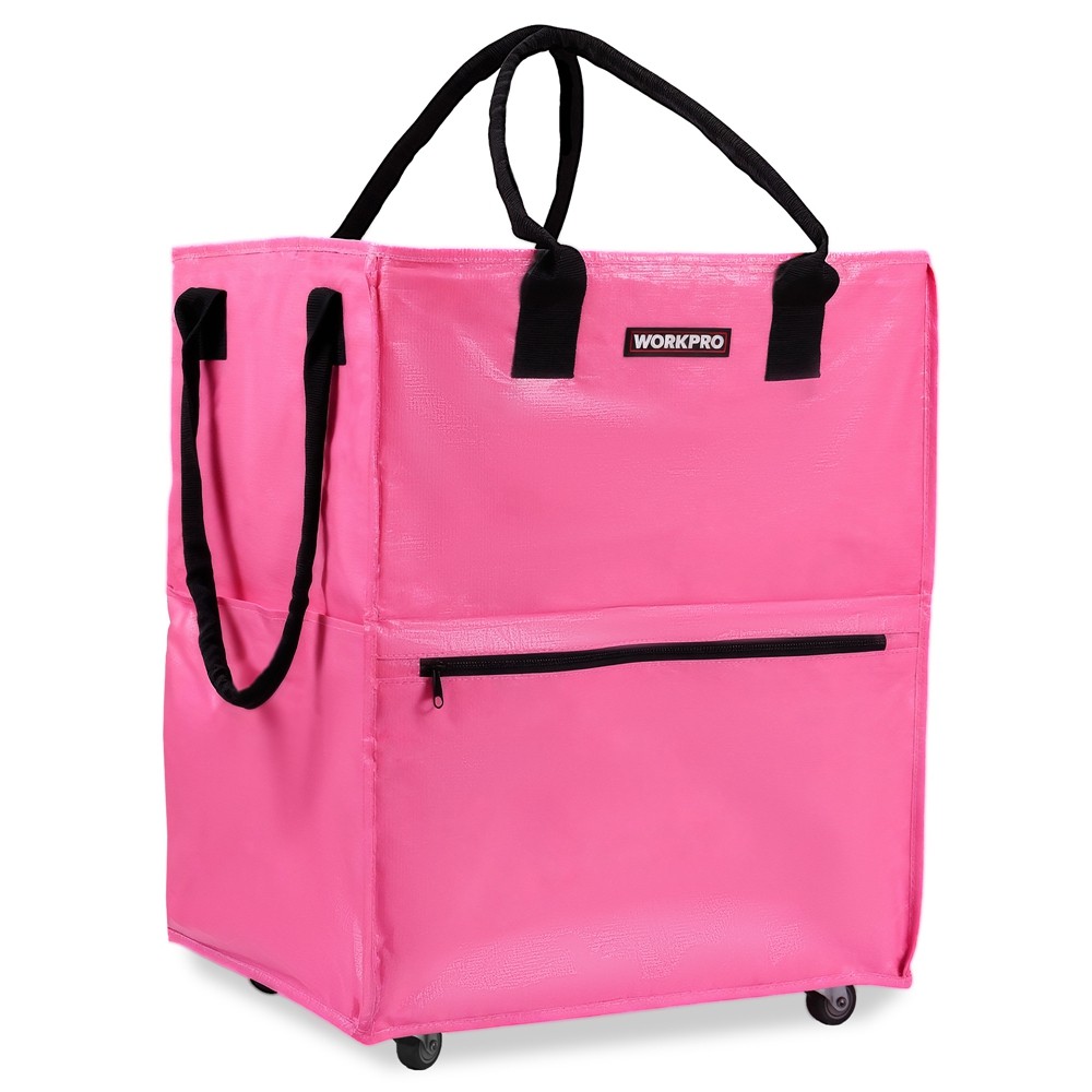 WORKPRO 36-Gallon Rolling Tote Bag w/ 5 Wheels Dual Carry Storage Shopping Bag