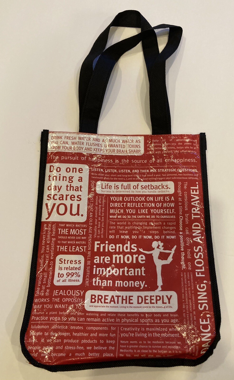Lululemon Small Manifesto tote Reusable Shopping Bag 9×12” No Snap
