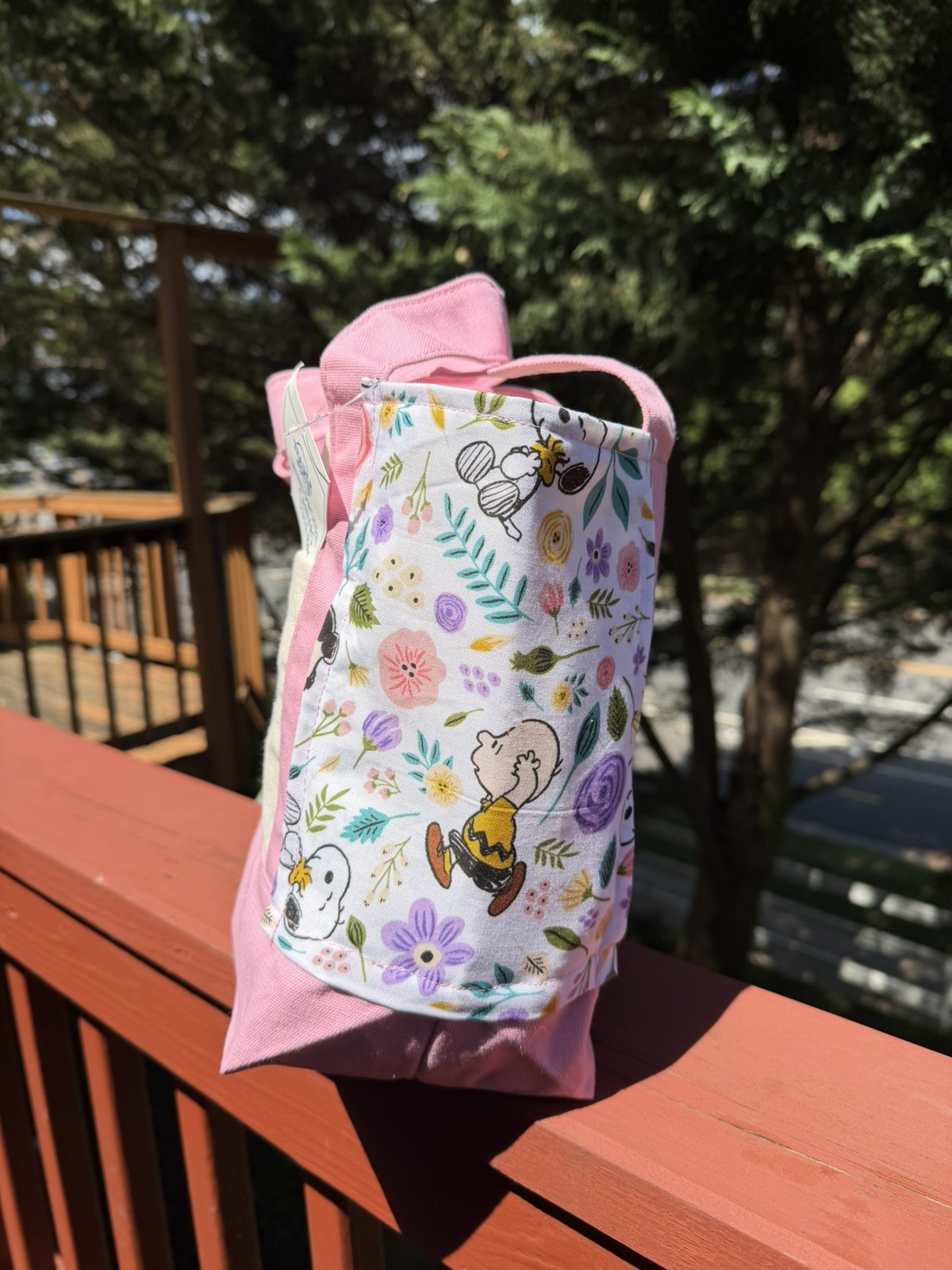 Snoopy Peanuts Trader Joe’s Mini Canvas Tote -Pink, Spring 26 Handmade w/tag
