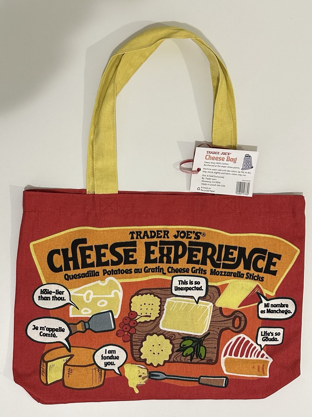 Trader Joe’s Popular Cheese Bag Pop Art Tote Authentic and Made in U.S.A