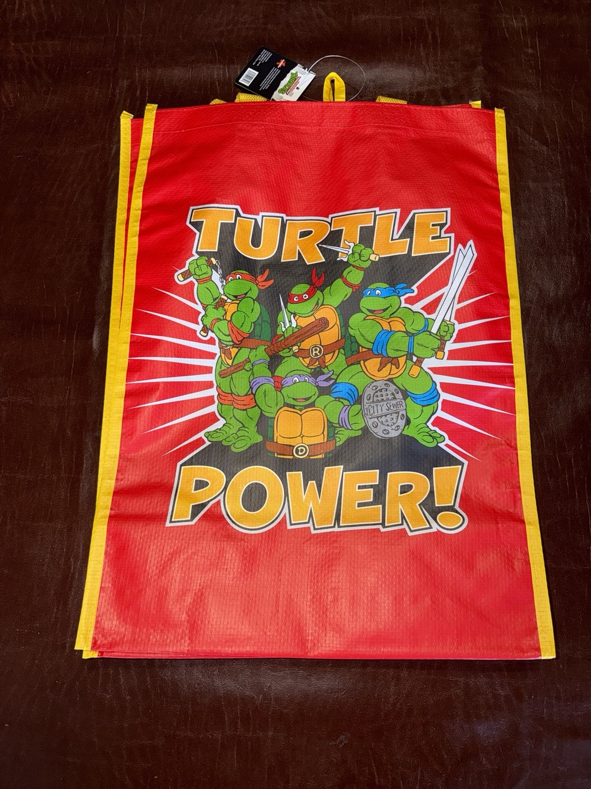 Nickelodeon TMNT Foldable Large Reusable Shopping Bag 15x12x4 Plastic Red