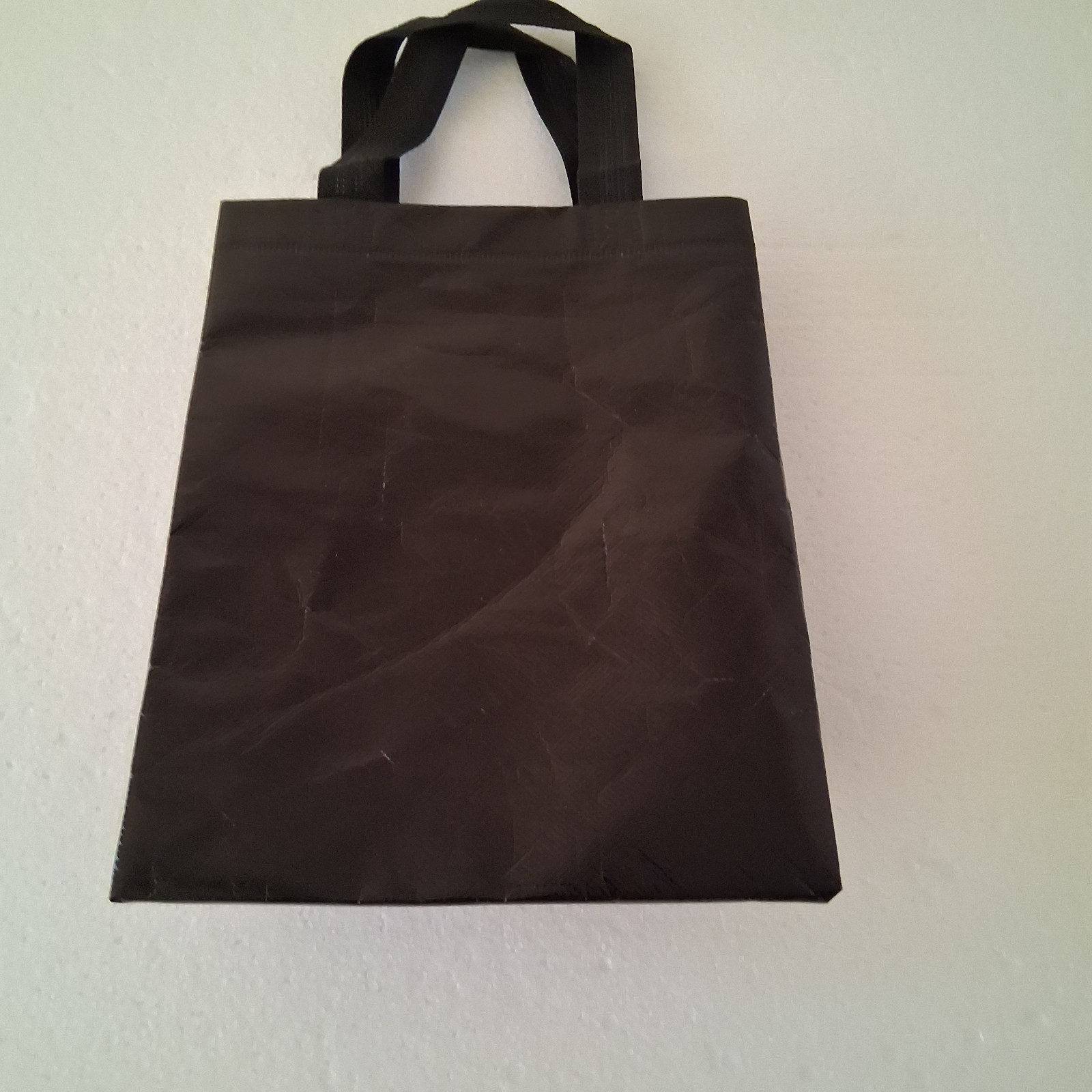 Glossy Black Reusable Tote Laminated Shopping / Gift Bag Chic Wet Look Gusseted