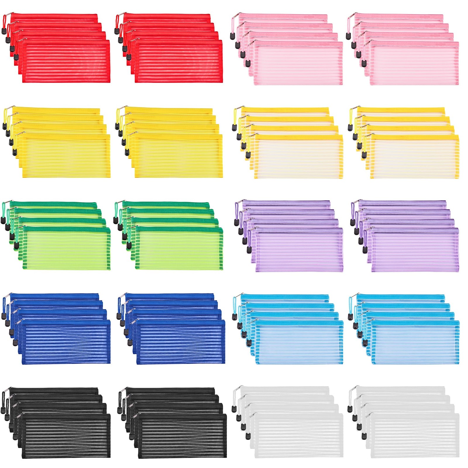JARLINK 80 Pack Mesh Zipper Pouch, Pouch Bulk in 10 80pcs, multicolored-b