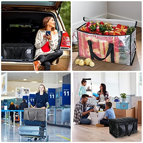 Oversized Moving Bags with Reinforced Handles, Heavy-Duty Storage 6-Pack Clear