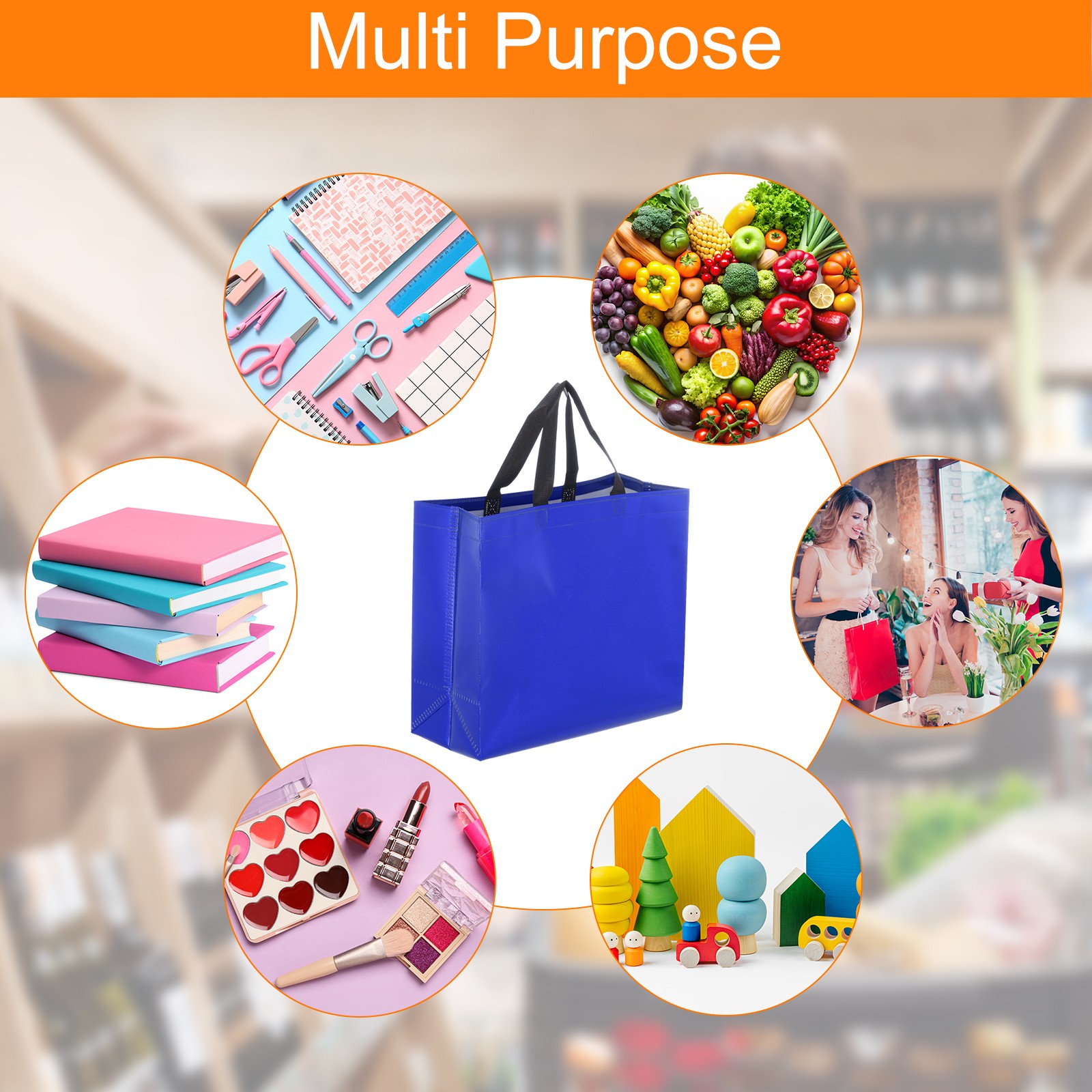 24Pcs Reusable Gift Bags with Handles 10.6 x 13 Inch Dark Blue