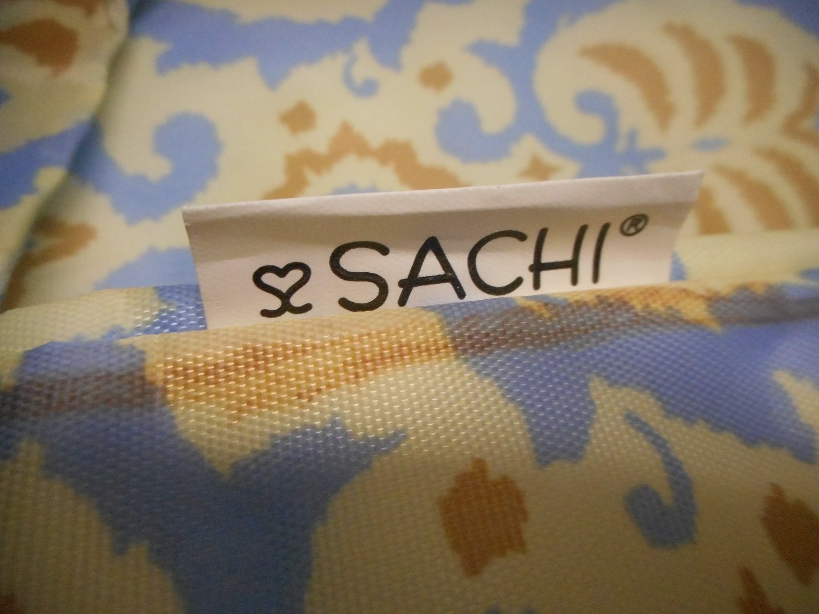 SACHI Insulated Foldable Tote Market Bag Blue and Tan NEW
