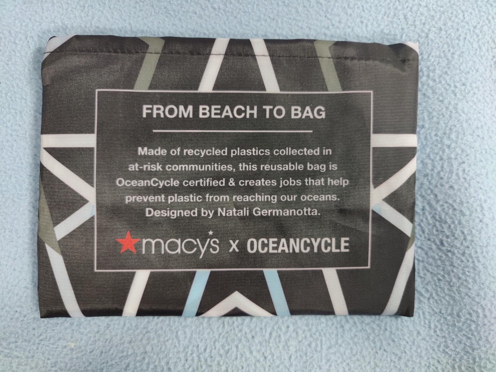 NEW MACY’S OCEANCYCLE “RISING STAR” FROM BEACH TO BAG REUSABLE SHOPPING TOTE BAG