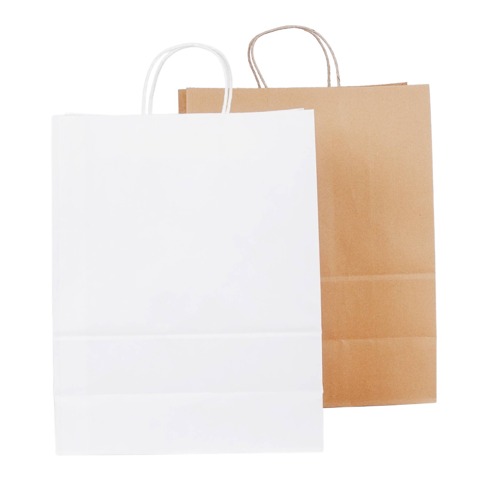 500 Pack – Large White Kraft Paper Bags with Handles [13x7x17 Inches]
