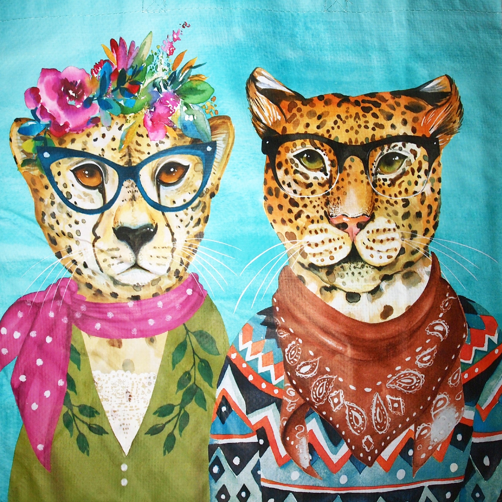 Reusable Eco Friendly Shopping Gift Bag – Fancy Cheetah Couple – big cats theme