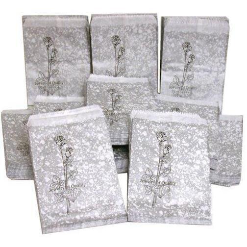 1000 Paper Gift Bags Silver Rose 5″ x 7″ Jewelry Bag