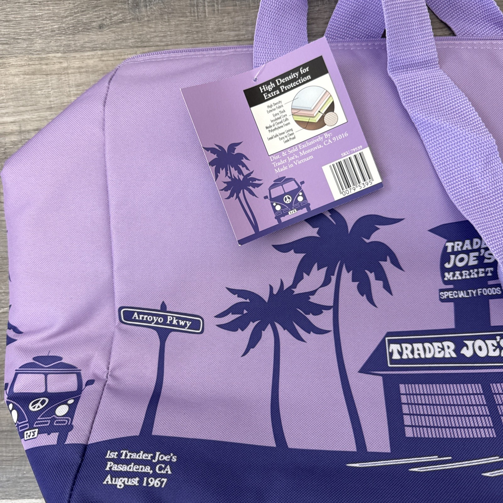 NEW Trader Joes Tote Bag 8 Gal Lavender Reusable Large Insulated Eco Shopping