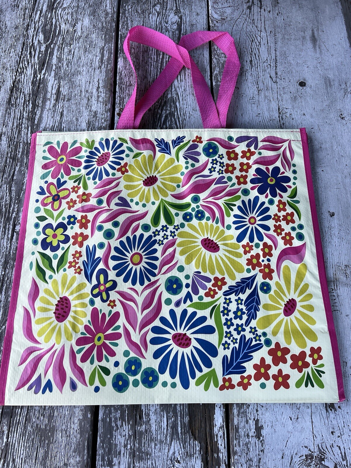 LARGE HomeGoods Shopping Tote Bag SPRING FLOWERS REUSABLE Eco Friendly