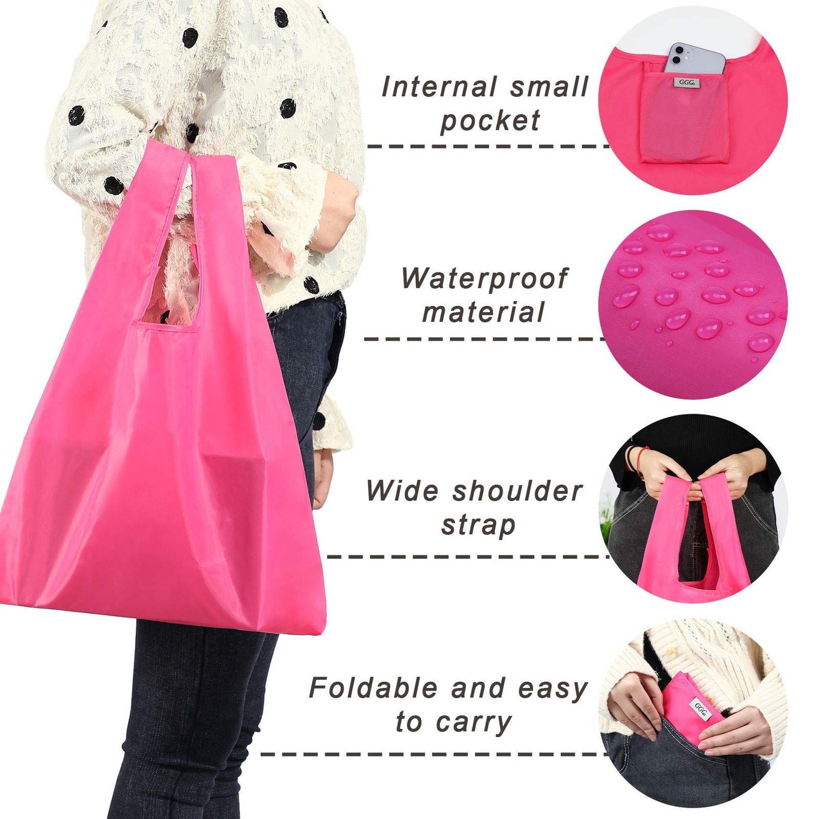 CiCiGo Large Reusable Bags Shopping Washable Foldable 6 Pack Large, Color