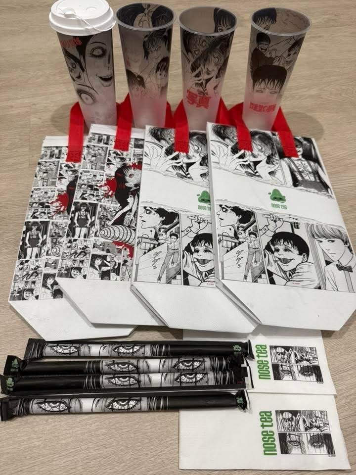 Junji Ito x Nose Tea Thailand Limited 1 set of a random plastic cup shopping bag