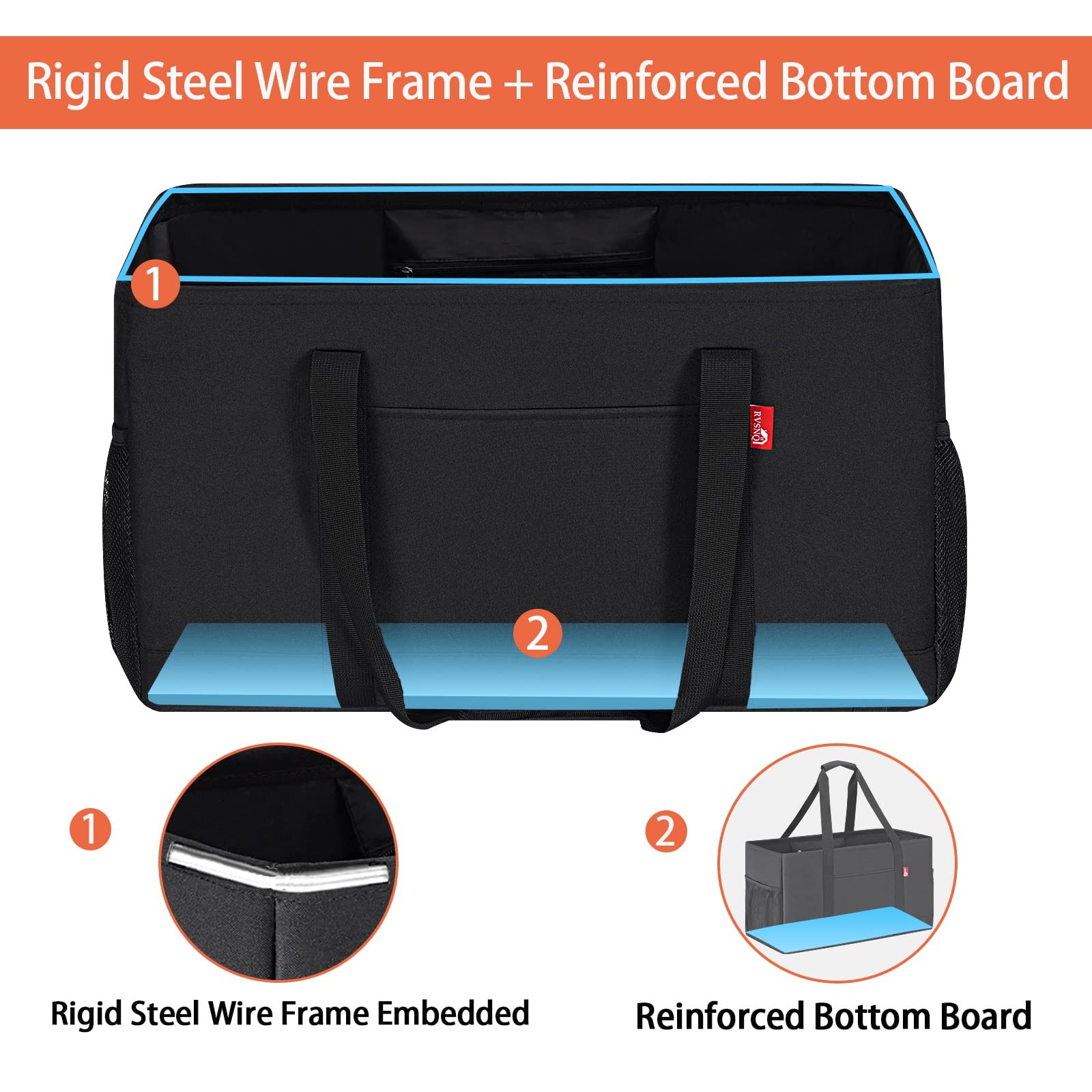 Extra Large Utility Tote Bag Foldable Reusable Grocery Bags Collapsible Tote Wit