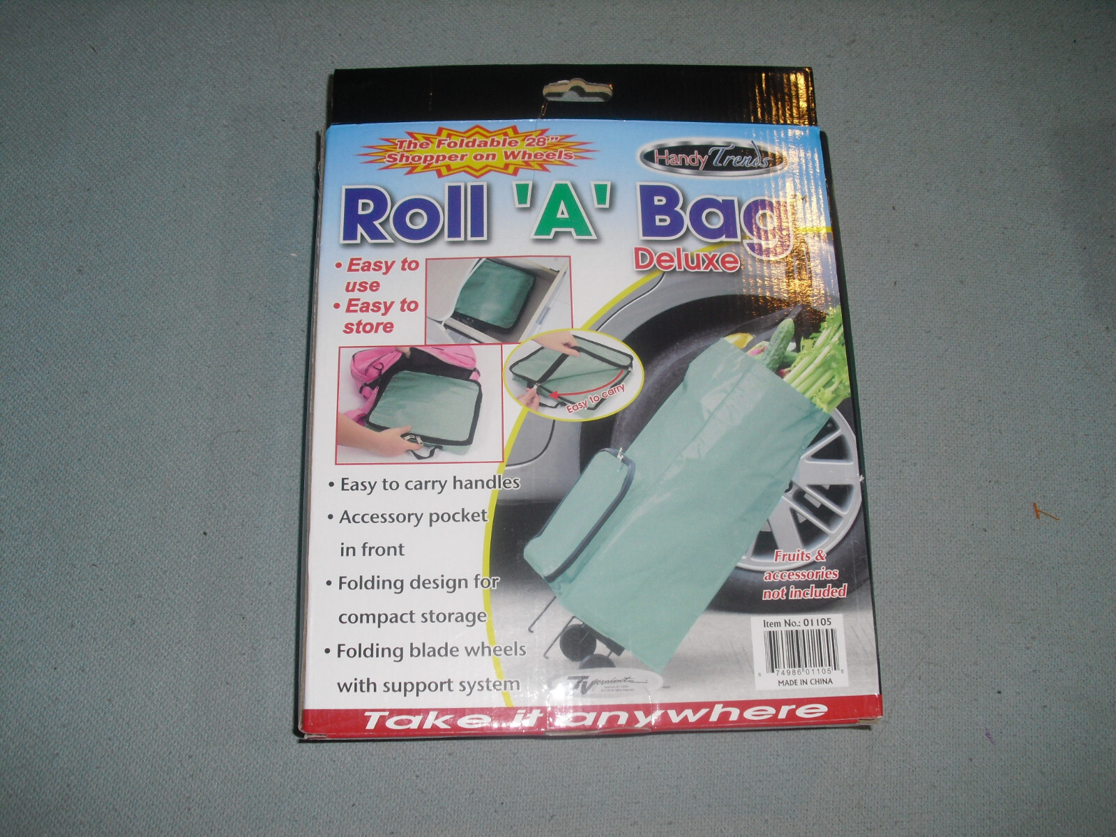 NEW Handy Trends Roll A Bag Deluxe Foldable 28″ Shopping Bag with Wheels