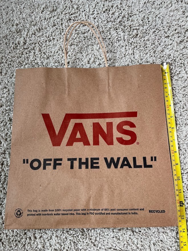VANS Off The Wall Tote Paper Bag, 13x13x7